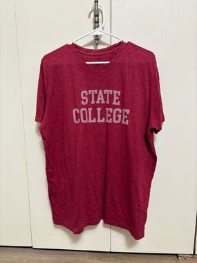 State College Graphic Tee Red Short Sleeve Casual Men XXL Unisex